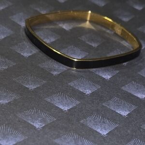 Monet Square Bangle Black & Gold Tone